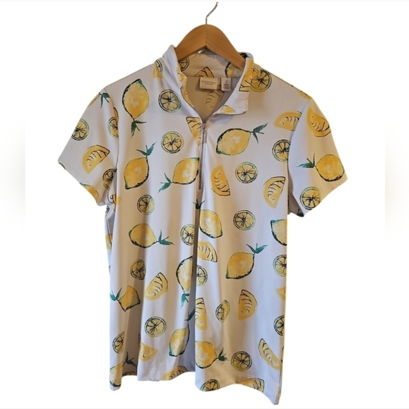 Weekends by Chico's sz 2 Lemon Print large sz 12/14 resort sportswear top WT343 - Picture 6 of 6
